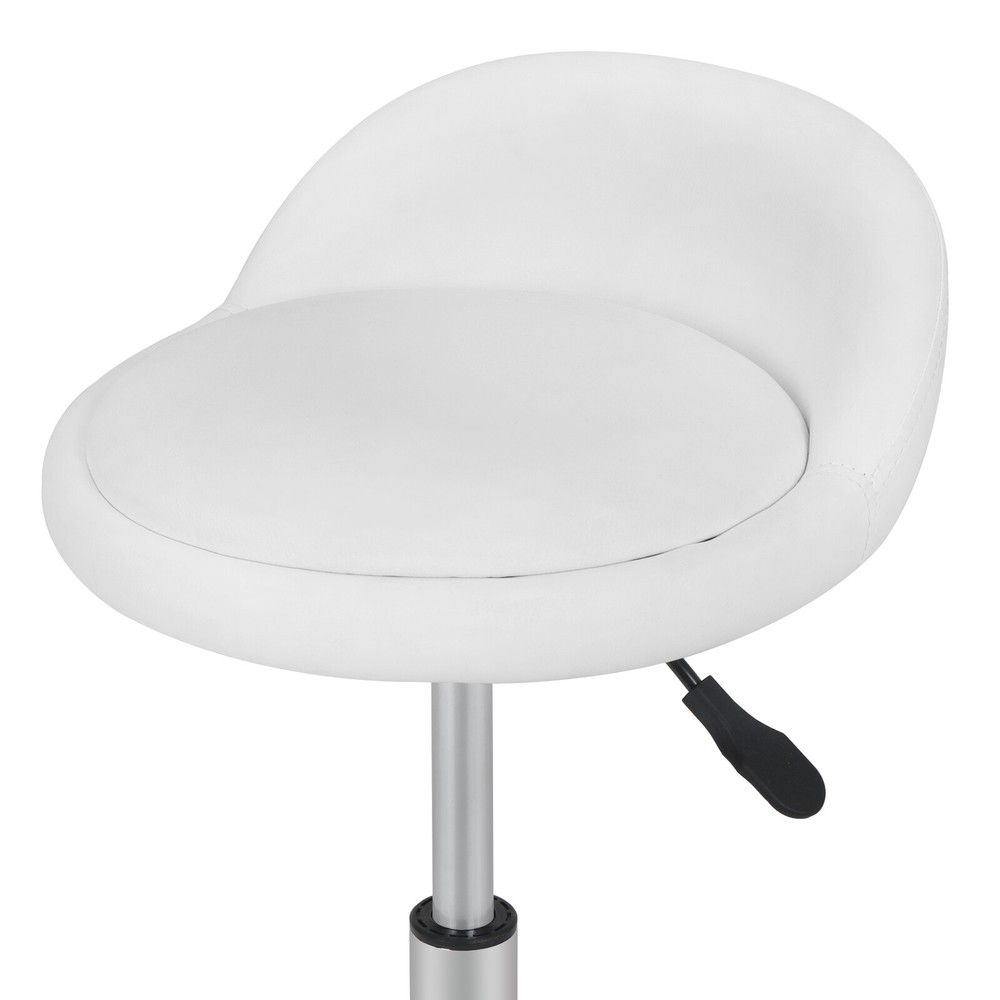 2 PCS Leather Salon Stool with Back Rest Saddle Rolling Hydraulic Spa Stools