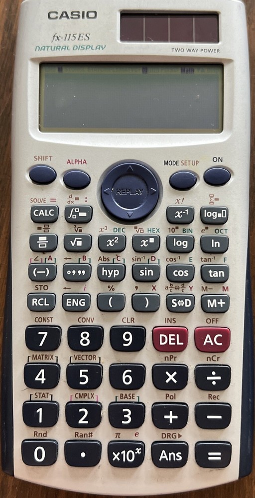 CASIO FX-115ES Natural Display Silver Solar Scientific Calculator w/ Case