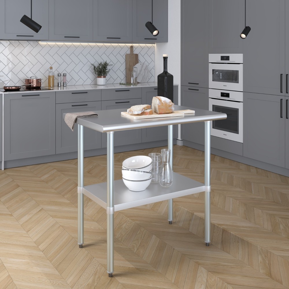 24" X 36" Stainless Steel Work Table With Galvanized Undershelf