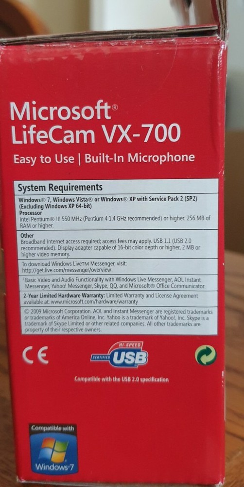 Microsoft LifeCam Web Cam VX-700 Built In Microphone