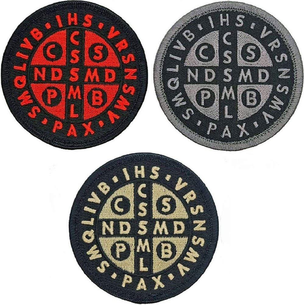 SAINT BENEDICT CROSS MEDAL TACTICAL PATCH  - 3PC Bundle -Hook Backing