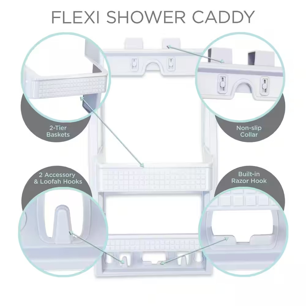 Multi Hanging Option Shower Caddy in White