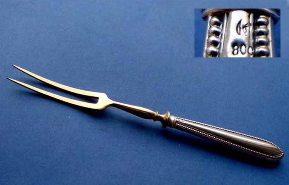 1. Fork/ Serving Fork, 800 Silver, 19th Century C202
