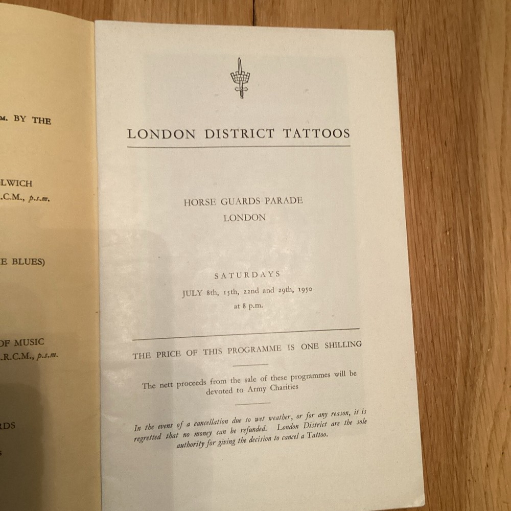 LONDON DISTRICT TATTOOS 1950 Programme