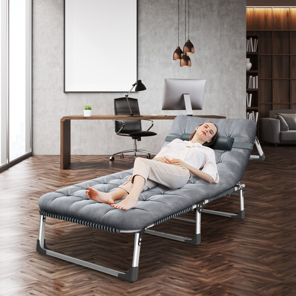MOPHOTO Folding Camping Bed Cot 4-Position Adjustable Foldable Yard Lounge Chair