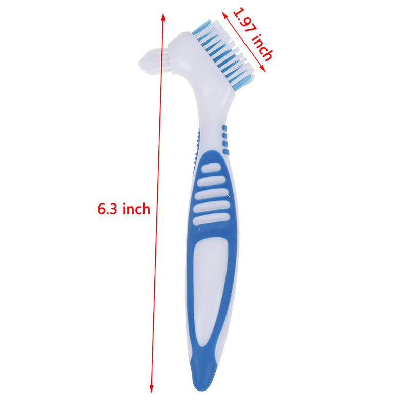 4Pcs Denture Cleaning Brush Multi-Layered Bristles False Teeth Ergonomic Rubber