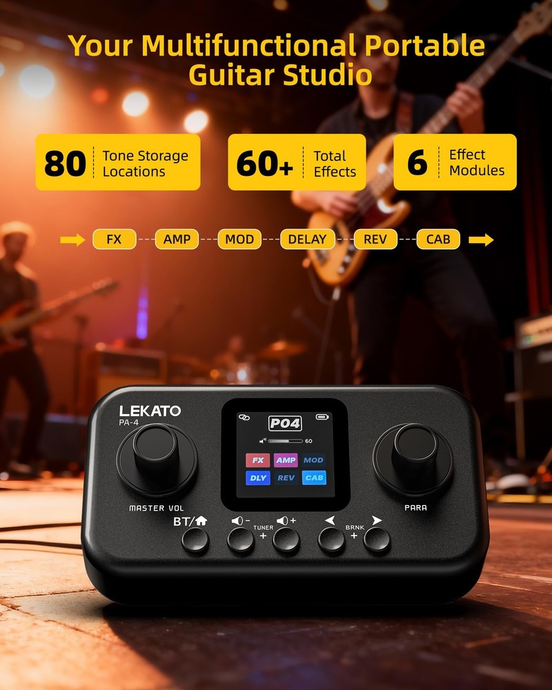 Portable Multi Effects Guitar Pedal with 6 Modules, 60+ Built-In Effects,20 A...