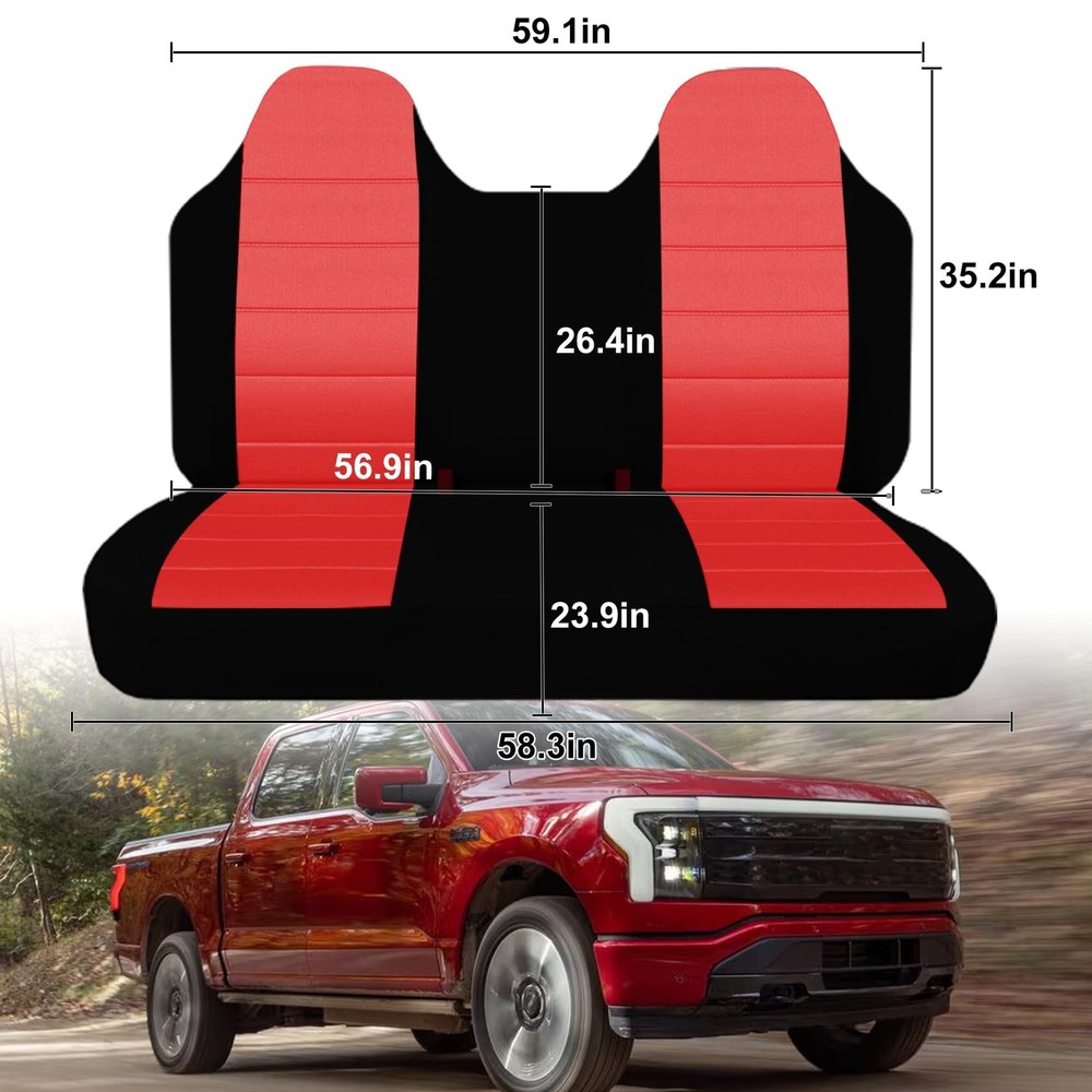 Thickened Oxford Cloth Front Solid Bench Seat Covers with Molded Headrests fi...
