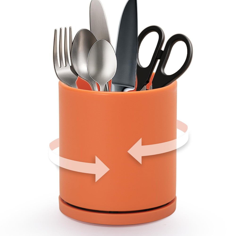 D'vine Dev 360° Rotating Utensil Holder – 5" Kitchen 5", Pumpkin