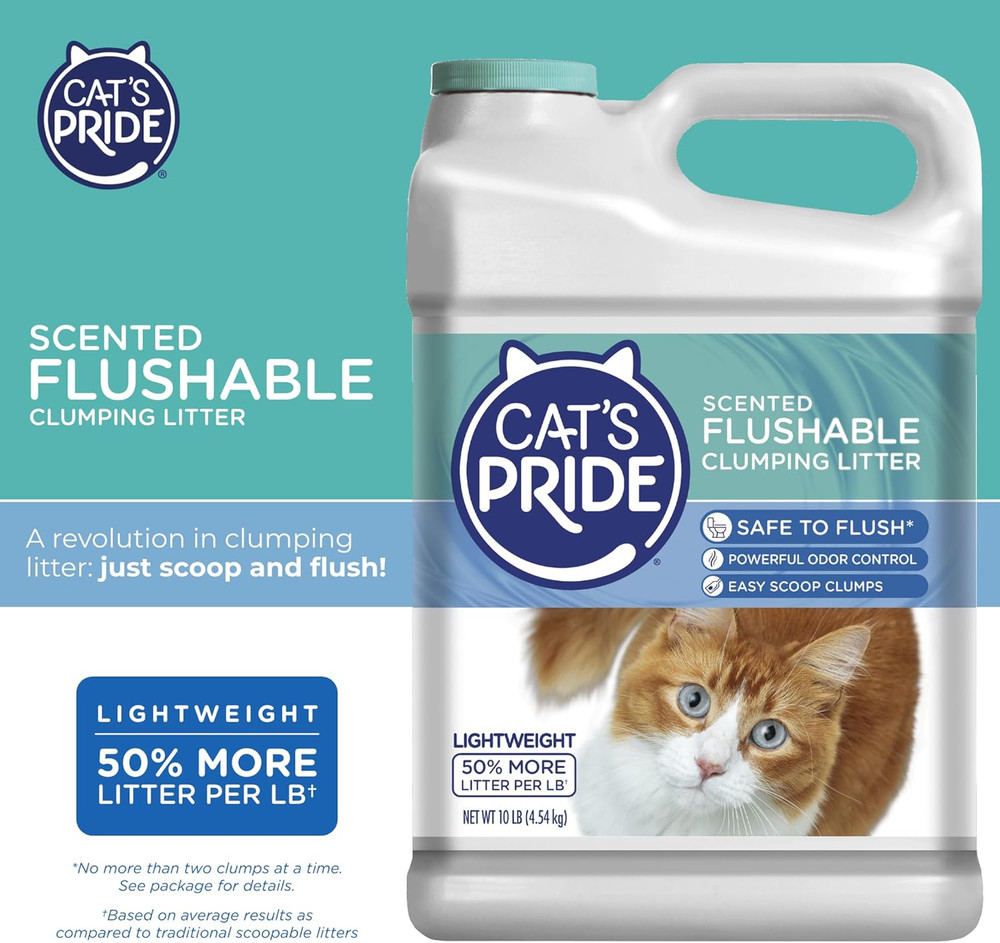 Lightweight Clumping Litter: Flushable - Powerful Odor Control - Scented, 10 Pou