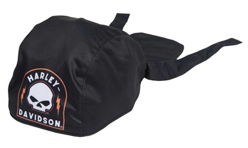 Harley-Davidson Men's Skull Shield Polyester One Size Headwrap - Solid Black