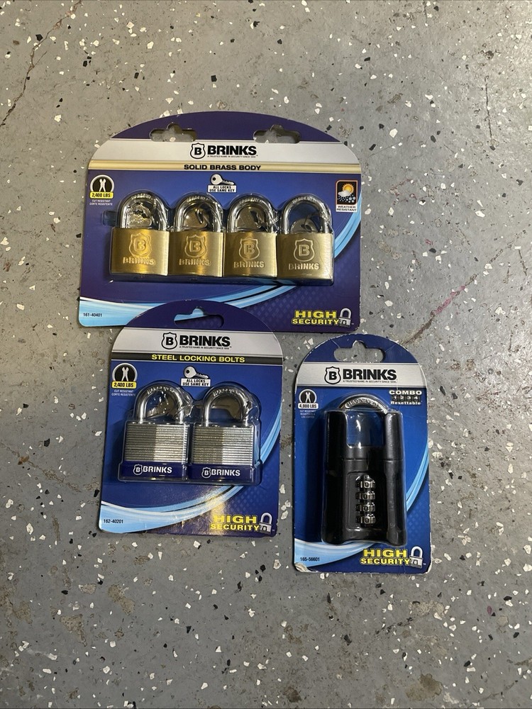 Lot of 7 New Brinks Padlocks  & One Combination Lock
