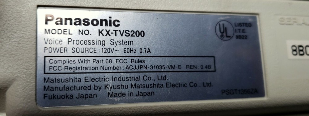 Panasonic TVS200 Voice Processing System with 8 Ports