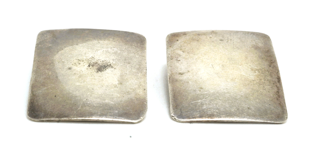 Vintage Taxco Mexico Sterling Silver Rectangular Clip On Earrings Signed MLV