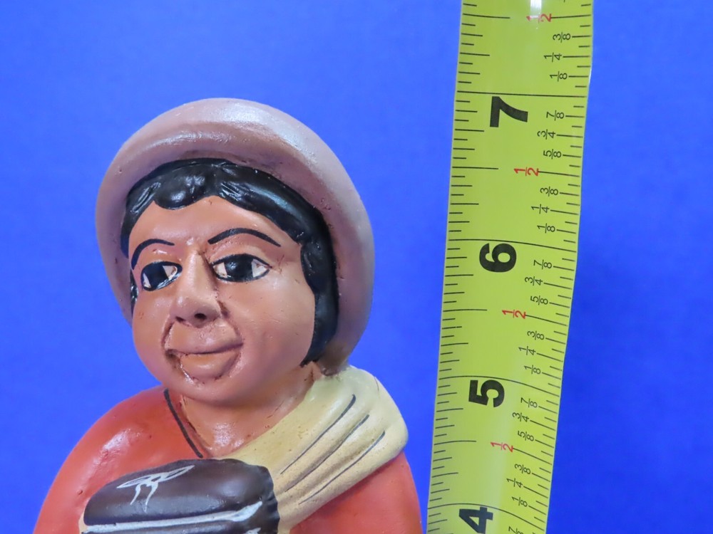 Vintage Hand Painted Peruvian Clay Figurine 7" Tall