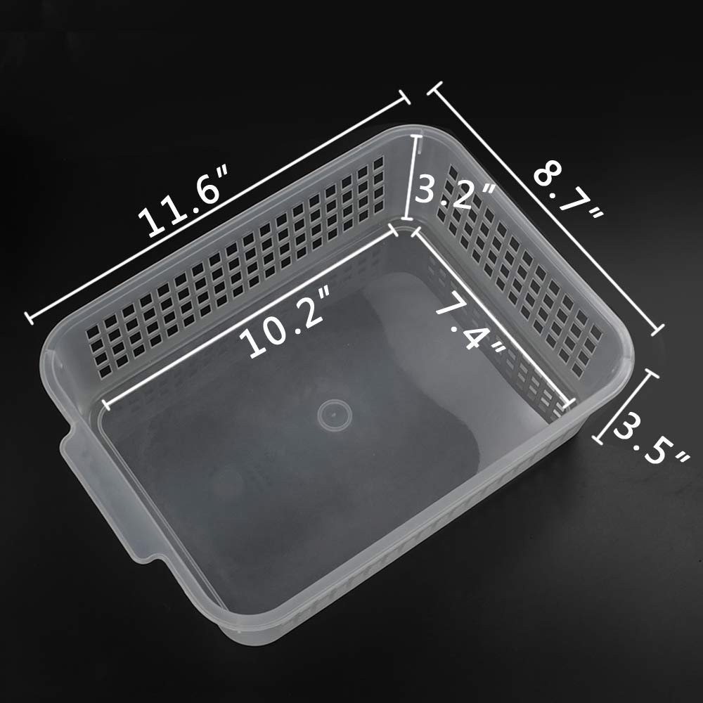 Rectangular Plastic Storage Organization Trays Baskets in Clear, 6-Pack