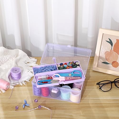 Multipurpose Plastic Craft Storage Containers with Removable Rectangle Purple