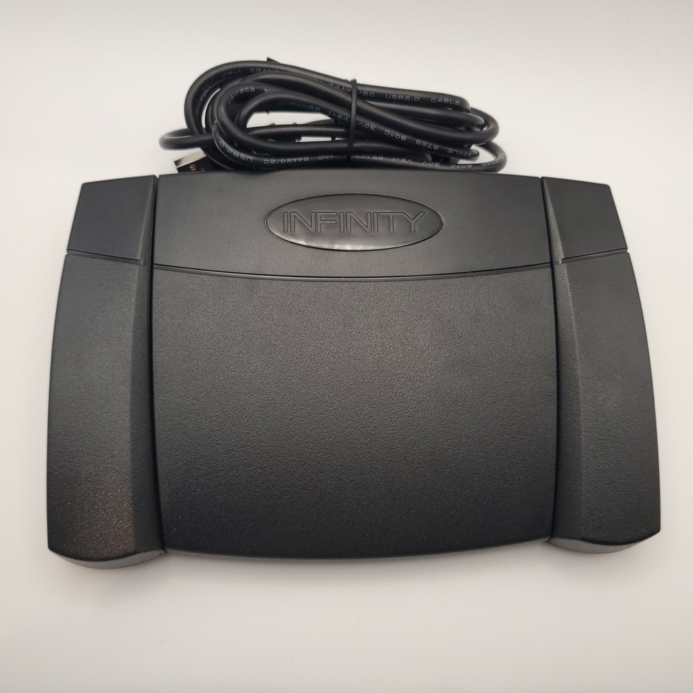 Infinity IN-USB-2 USB Dictation Foot Switch Black 3 Button - TESTED