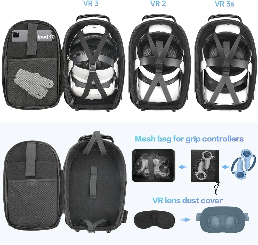 Protective Carrying Backpack for VR Headsets - Mesh Pockets for Accessories
