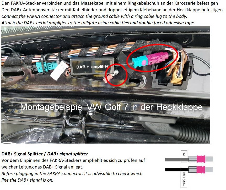 For BMW 1 Series E81 E87 Antenna Adapter + Amplifier + DAB DAB + Splitter Conversion