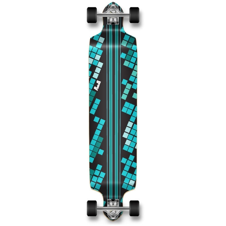 Yocaher Drop Down Longboard Complete -  Black Digital Wave