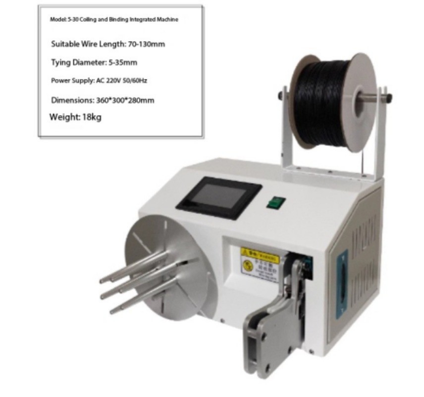 Fully Automatic Wire-Winding and Cable-Tying Machine with Touchscreen