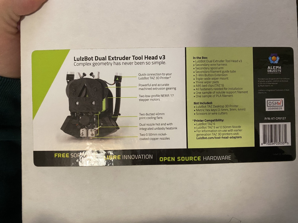 Lulzbot Dual Extruder Tool Head v3