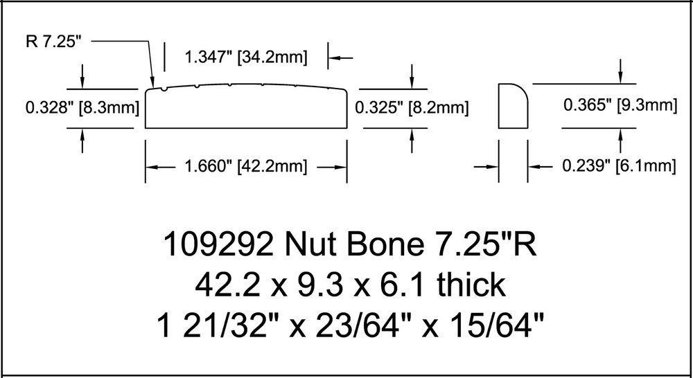 Nut Flat Bottom 1 21/32 42mm Bone S T 7.25 radius RH