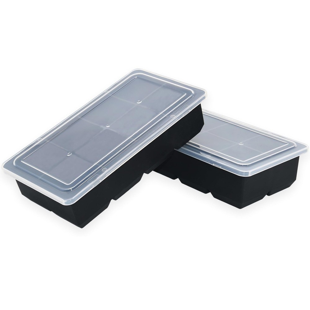 2 Pack Large Ice Cube Tray Silicone Whiskey Ice Molds Easy Release Stackable