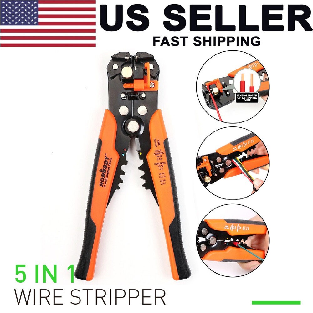 8" Self-Adjusting Insulation Wire Stripper cutter crimper Terminal Tool Pliers
