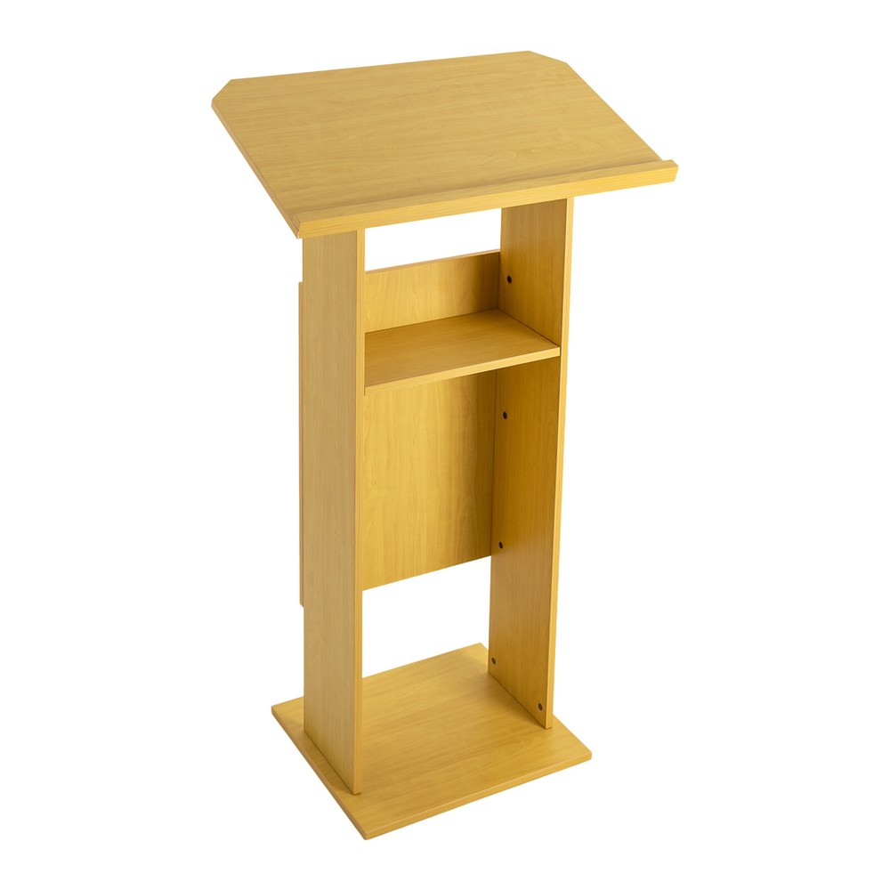 47.7" Wood Conference Podium with Wheels for Presentations and Lectures