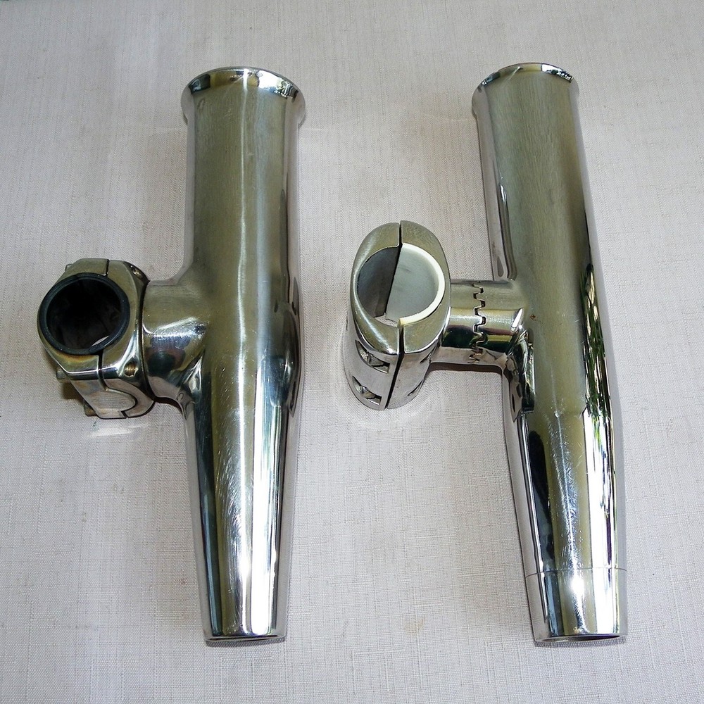 2(TWO)MID MOUNT ROD HOLDER STAINLESS STEEL ADJUSTABLE ONE SMITH