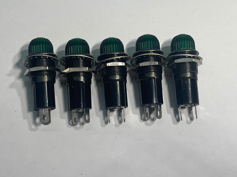 LOT OF 5 GREEN DIALIGHT PANEL INDICATOR LIGHTS