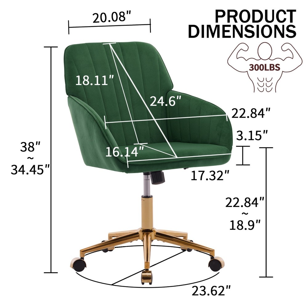 Adjustable Swivel Office Chair - Ergonomic Design, Comfortable Backrest, D-Green