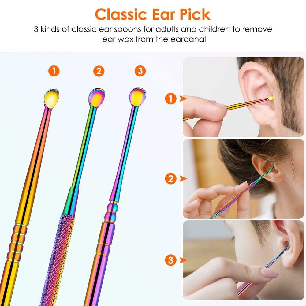 Ear Cleaning Kit,Safe Wax Removal Tool,Earwax Kit,Easy Titanium