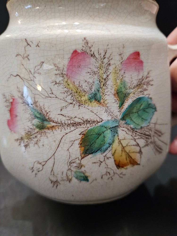 Ironstone crazed bisquit jar