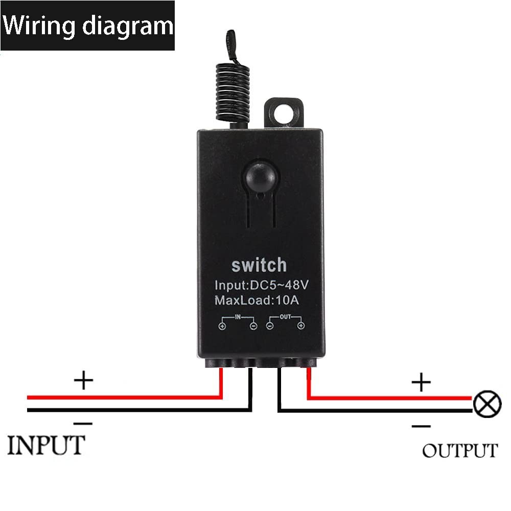 12V Mini Wireless RF Switch, DC 12V/24V/48V, 10A Long Range Remote Control