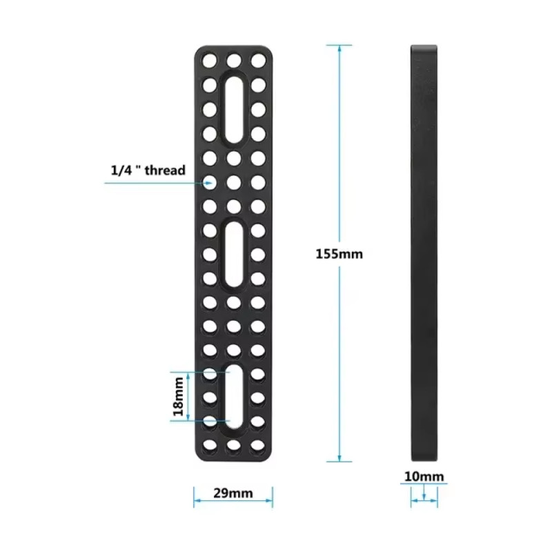 Camera Cheese Baseplate Extension Long Plate With Multiple 1/4"-20 Thread Holes