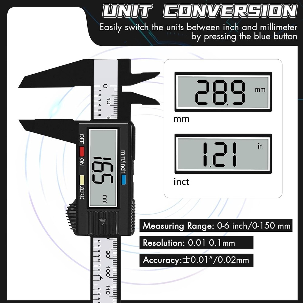 Electronic Measuring Caliper 0-6" Precision Tool with LCD and Automatic Shutdown