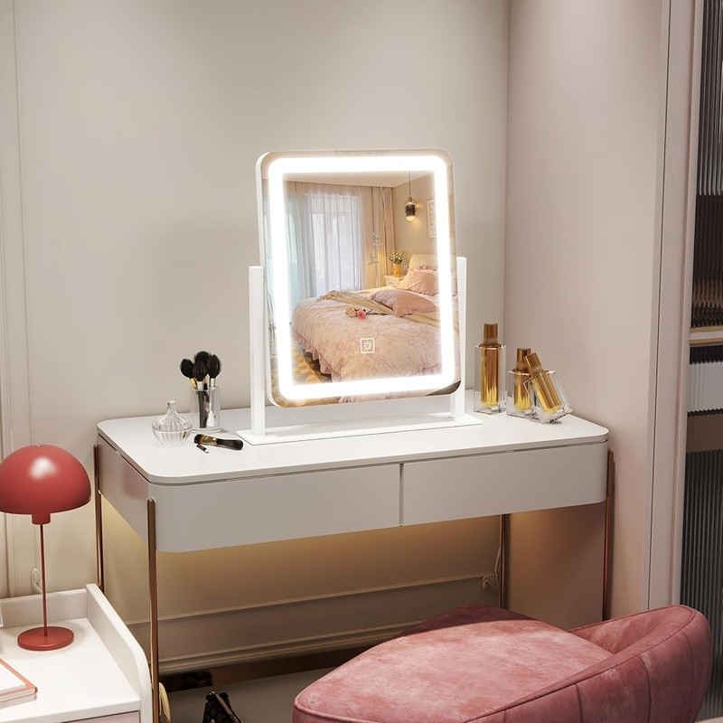 LED Vanity Mirror Lighted Makeup Mirror Adjustable Brightness Compact Design New