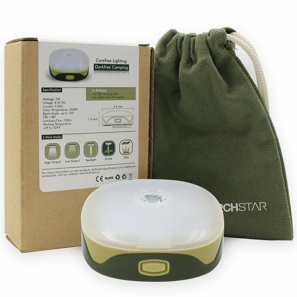 2 Pack Battery Powered Portable LED Camping Lantern, 5 Work Modes