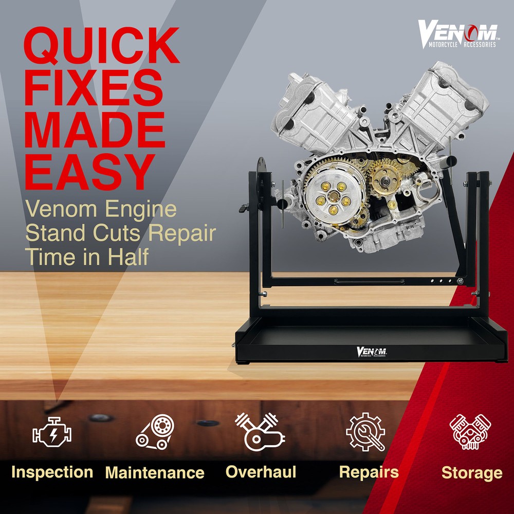 10 Adjustment Angles Engine Stand W/ Removable Oil Drip Pan