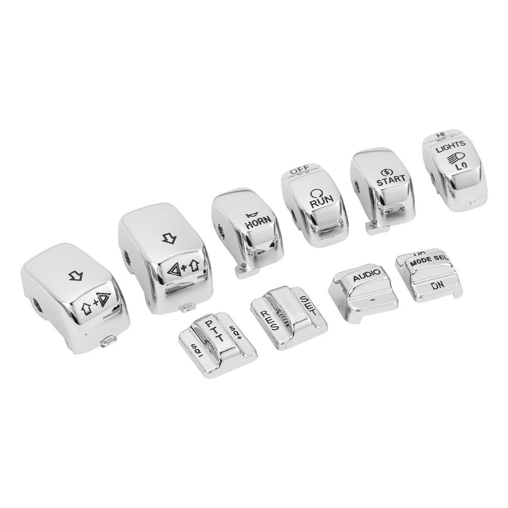 Chrome For Harley Touring 96-13 Hand Control Switch Cover Housing Button Cap Set