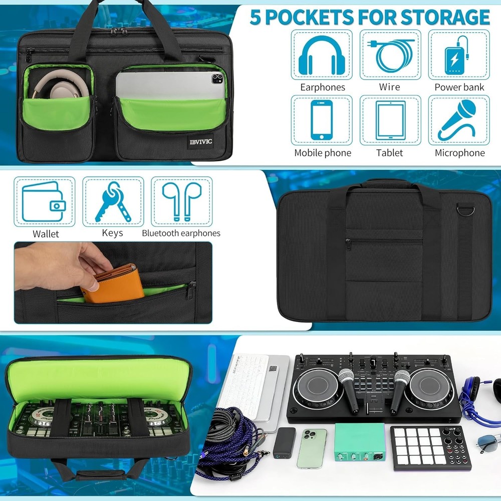 Durable Waterproof DJ Controller Bag with Adjustable Shoulder Strap - 22.8" W