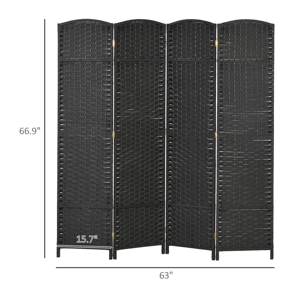 HOMCOM 4 Panel Room Divider Freestanding Folding Privacy Screen Black