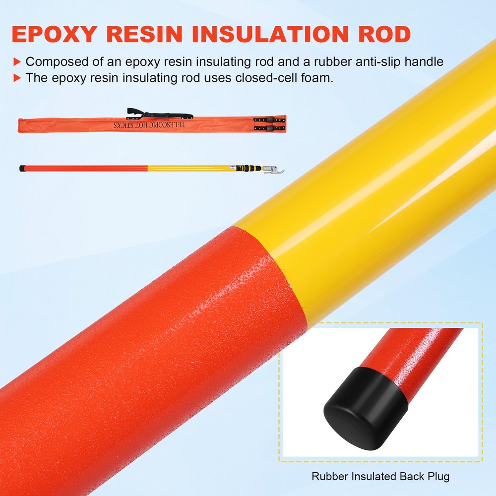 220KV 6m 4 Sections Electrical Hot Stick Telescopic Operation Pull Rod