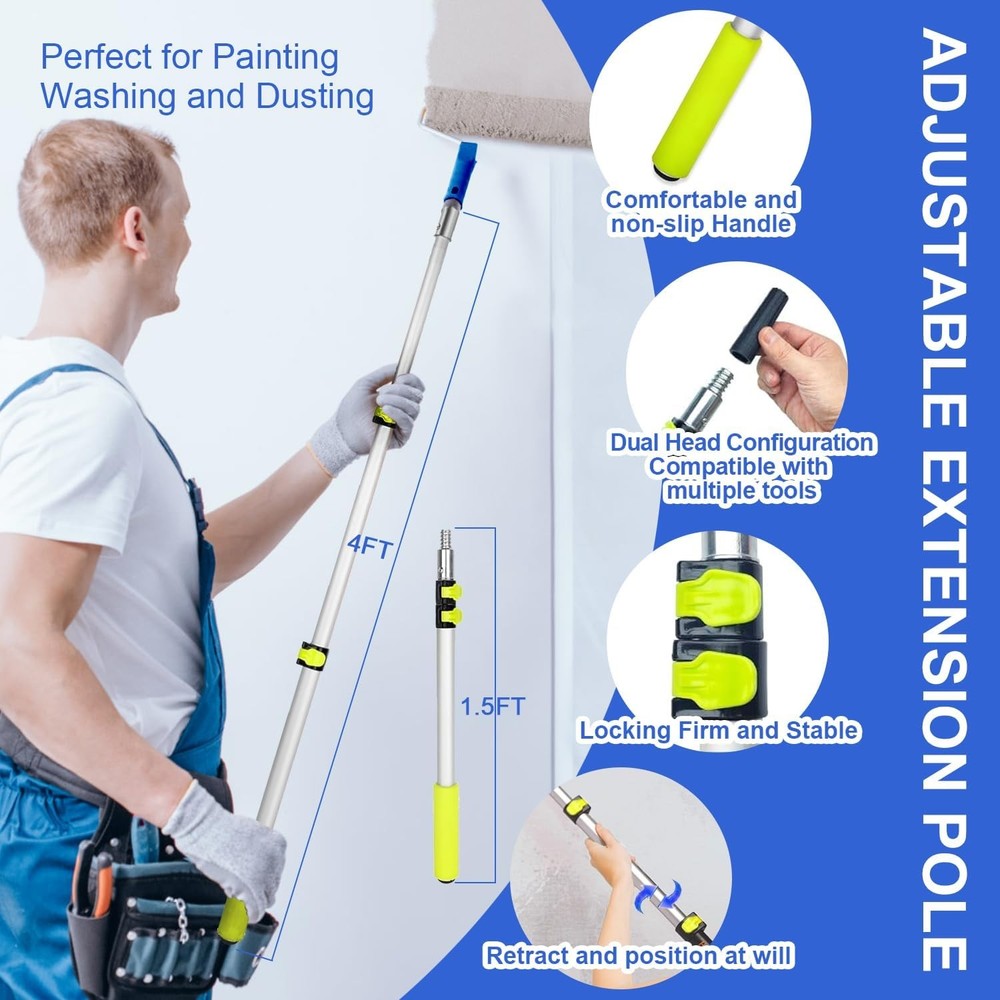 27 PCS Paint Roller Kit with Extension Pole, 4" & 9" Paint Rollers, Professional