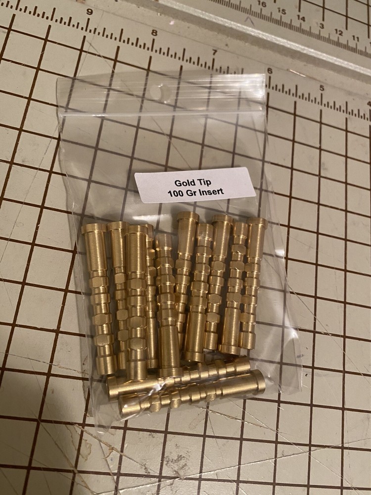 Gold Tip Brass Arrow inserts 100gr 1 Dozen .246