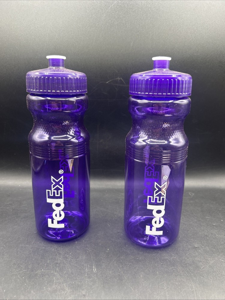 FedEx Purple Plastic Reusable Water Bottle with Push-Pull Cap