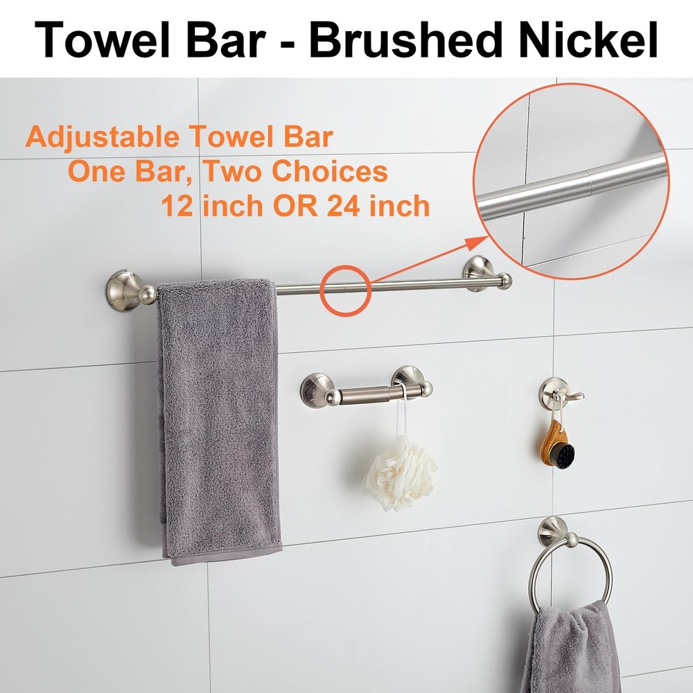 BGL Bathroom Accessory Set, Brushed Nickel Adjustable